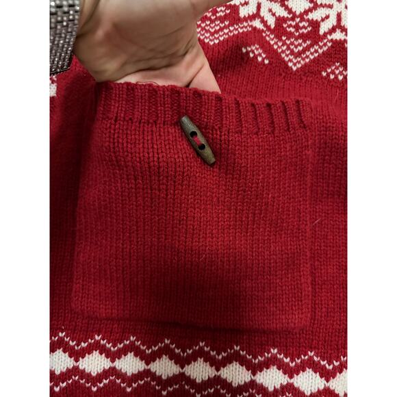 LOGG H&M red white holiday Christmas scarf shawl wool warm festive pckts 83x12 - Picture 9 of 11